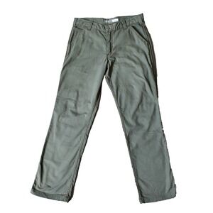 Carhartt Pants Men's 34 X 33" Green Relaxed Fit Rugged Flex Canvas Stretch Work